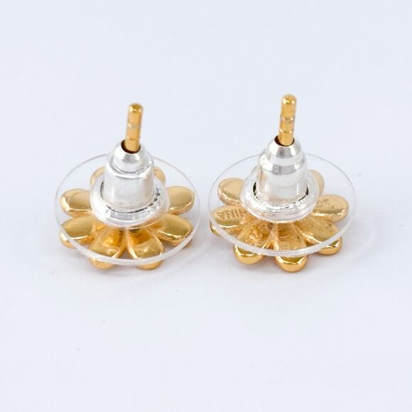 Vintage Sterling Silver 925 Gold Tone Daisy Flower Stud Earrings - Picture 6 of 8